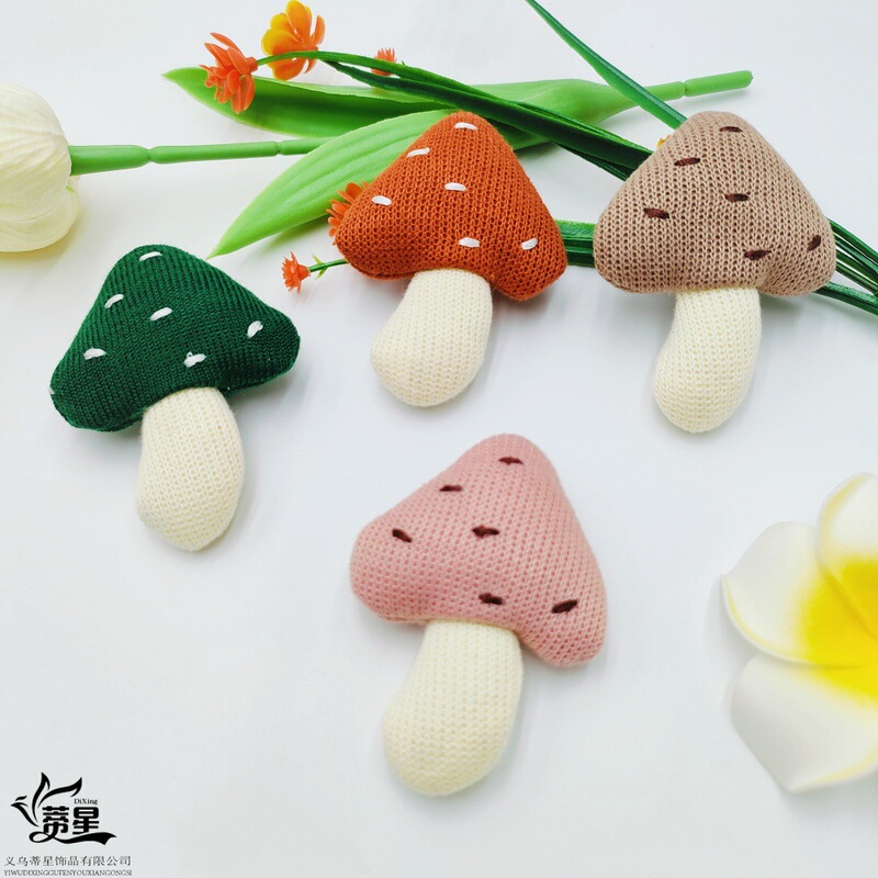 Cute Fabric Stereo Cotton-Filled Mushroom Doll Brooch Pendant Women's Leggings Clothing Headband Shoes and Socks Decorative Accessories