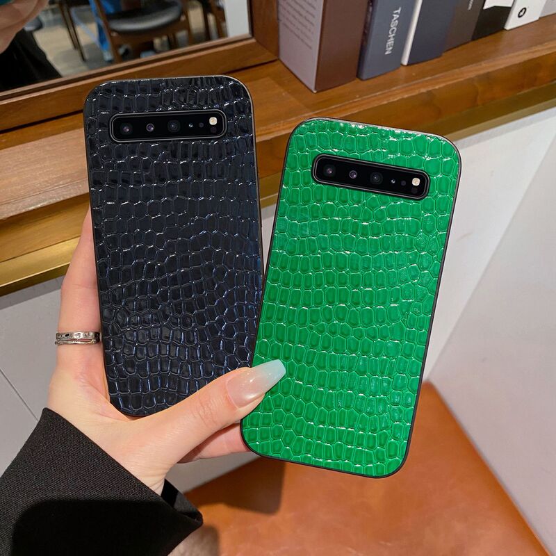 Cross-Border Applicable Samsung Galaxy S10 5g Phone Case, Simple and High-End Crocodile Pattern S10+ Solid Color Protective Cover