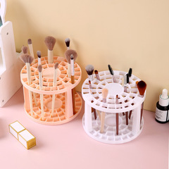 Desktop makeup brush storage rack with 49 slots, large capacity paintbrush plastic pen holder, student stationery organizer, hollow storage shelf