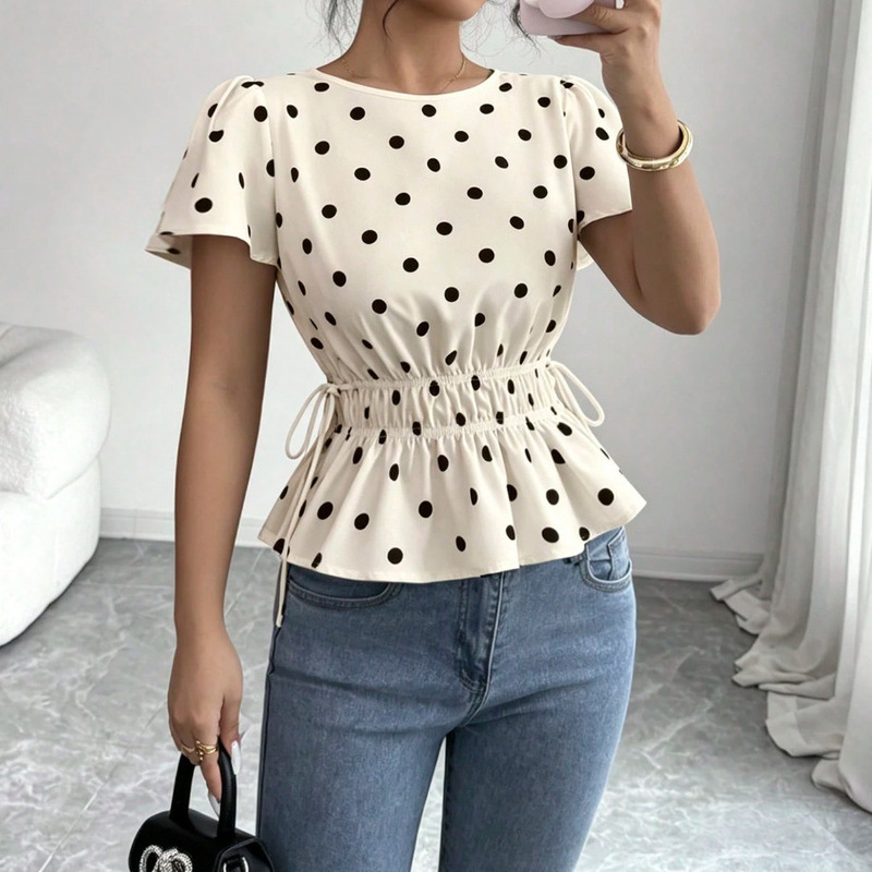 Amazon's New Spring and Summer Slim-Fit Polka-Dot Shirt for Women, Cross-Border European and American Design, Stylish and Versatile Top for Work Amazon's New Spring and Summer Slim-Fit Polka-Dot Shirt for Women, Cross-Border European and American Design, Stylish and Versatile Top for Work