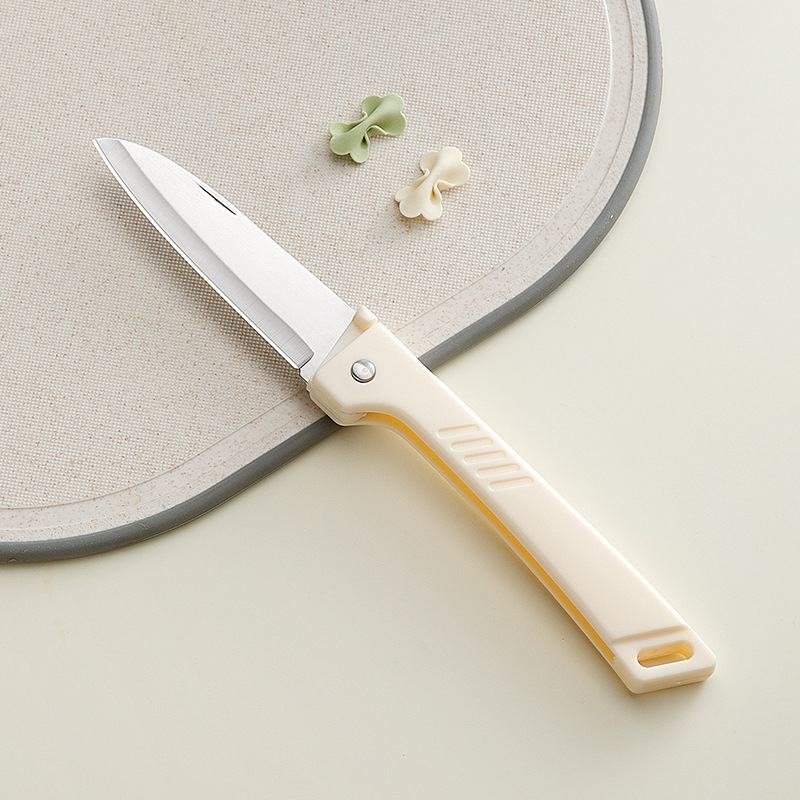 Cuchillo de frutas de acero inoxidable, melón plegable portátil, sandía, cuchillo de pelado con vaina, cuchillo de dormitorio, cocina doméstica portátil