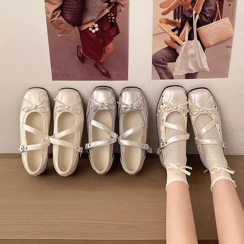 Plata francesa cabeza redonda superficial zapatos de suela gruesa para mujeres 2026 nuevos zapatos deportivos de primavera y verano con suela suave aumentada Marizhen