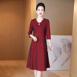 Autumn Thin Exquisite Composite Mesh High-end Atmospheric Evening Dress Wedding Mother-in-law Wedding dress