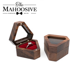 Solid wood handmade engagement ring box, jewelry box, portable necklace jewelry storage box, commemorative pendant box