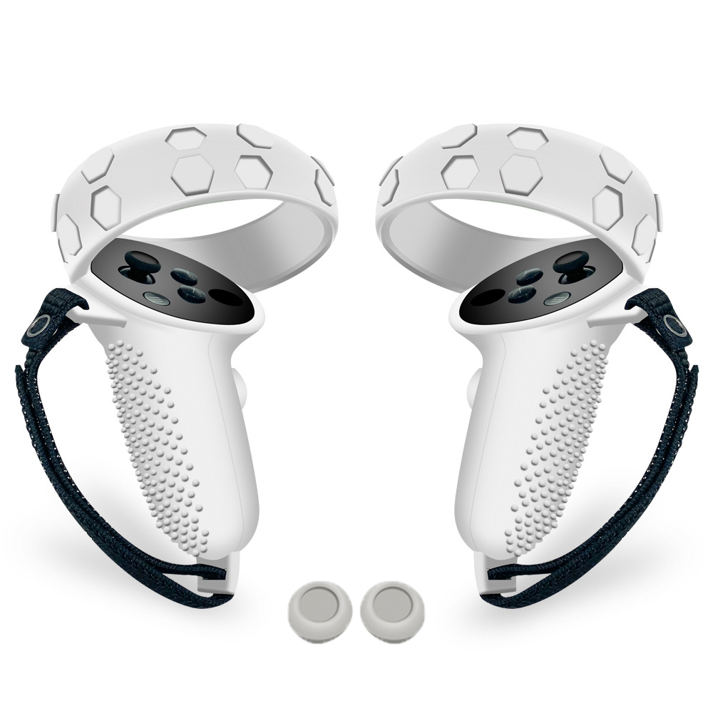 Aplicable a la generación de Oculus Quest2 manejar funda de silicona antideslizante VR Segunda Generación VR manejar funda protectora resistente a la caída caso de Goma