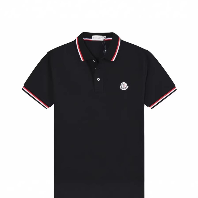 Cross-Border Foreign Trade Summer New Style Moncler Men's Polo Shirt Short Sleeve Embroidered Jacquard T-Shirt Men's Casual Wear