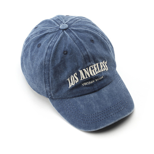 Cross-border washed cotton soft top embroidered men's and women's baseball caps outdoor American denim retro hat ins trend style