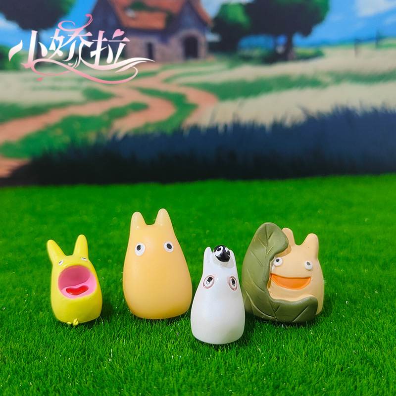 Estilo explosivo Hayao Miyazaki Little Jicha Set Adornos ZAKKA Mini Bosteze Mi vecino Totoro Micropaisaje Escenografía Resina DIY