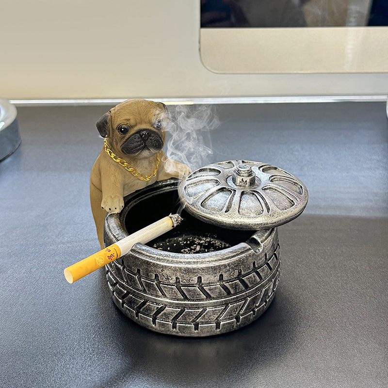 クリエイティブでパーソナライズされた富を呼ぶオオハシ犬灰皿ホームリビングルームオフィスデスクトップハイエンド飛散防止灰皿|undefined
