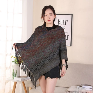 简约时尚加长加厚款斗篷保暖加厚披肩仿羊绒围巾大方外搭披肩毯子