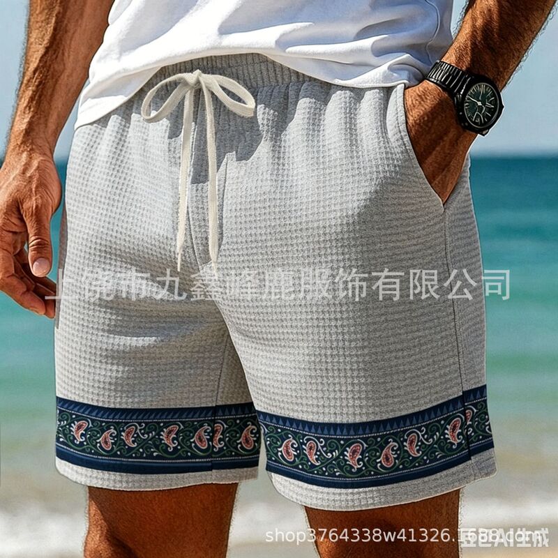 Dropshipping Men's Paisley Floral 3D Printed Waffle Sports Casual Drawstring Shorts Dropshipping Men's Paisley Floral 3D Printed Waffle Sports Casual Drawstring Shorts
