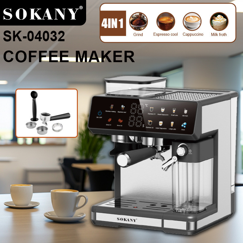 4 in 1 Italian Coffee Machine Grinder Milk Tank Household Automatic Coffee Machine Coffee Machine Wholesale