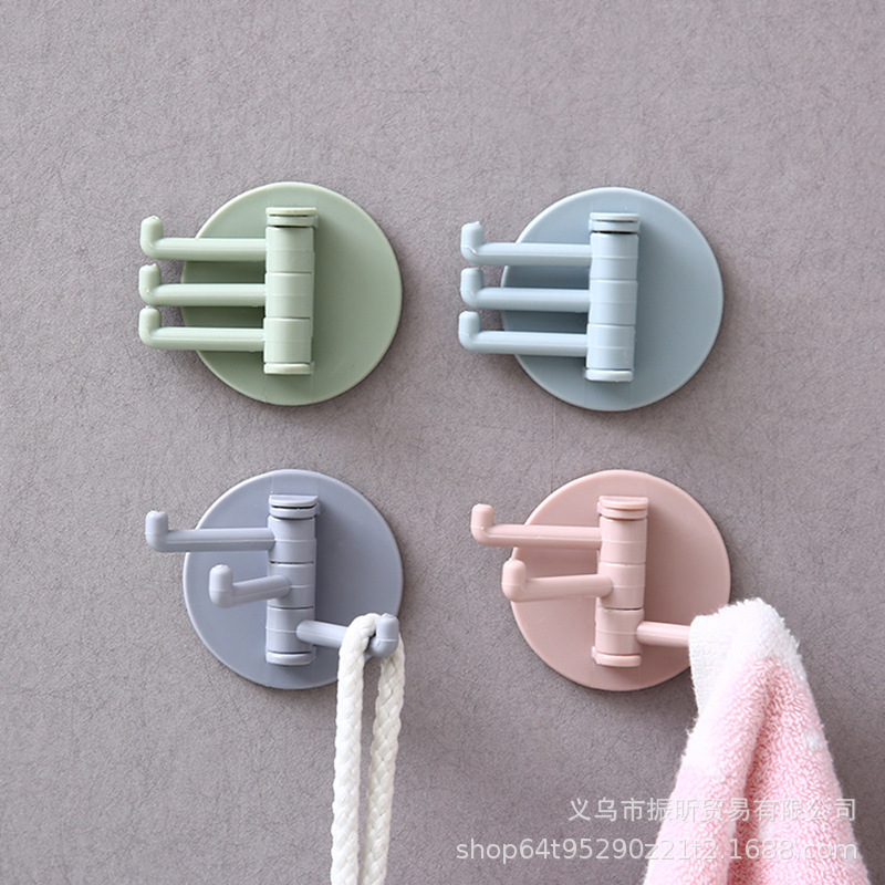 undefined6 multi-function Shower Room Wall Shelf Punch holes No trace pylons rotate Hooks Powerful 3 Branch rotate Sticking hookundefined