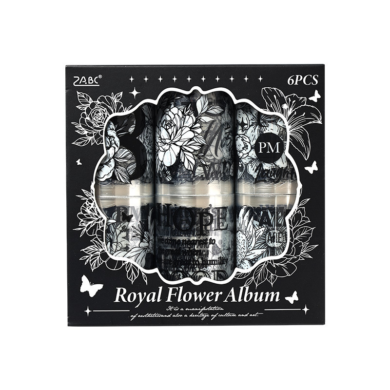 Palacio floral transparente impermeable pet cinta adhesiva caja diy libro de mano diario pegatinas retro transfronterizas flores pegatinas británicas