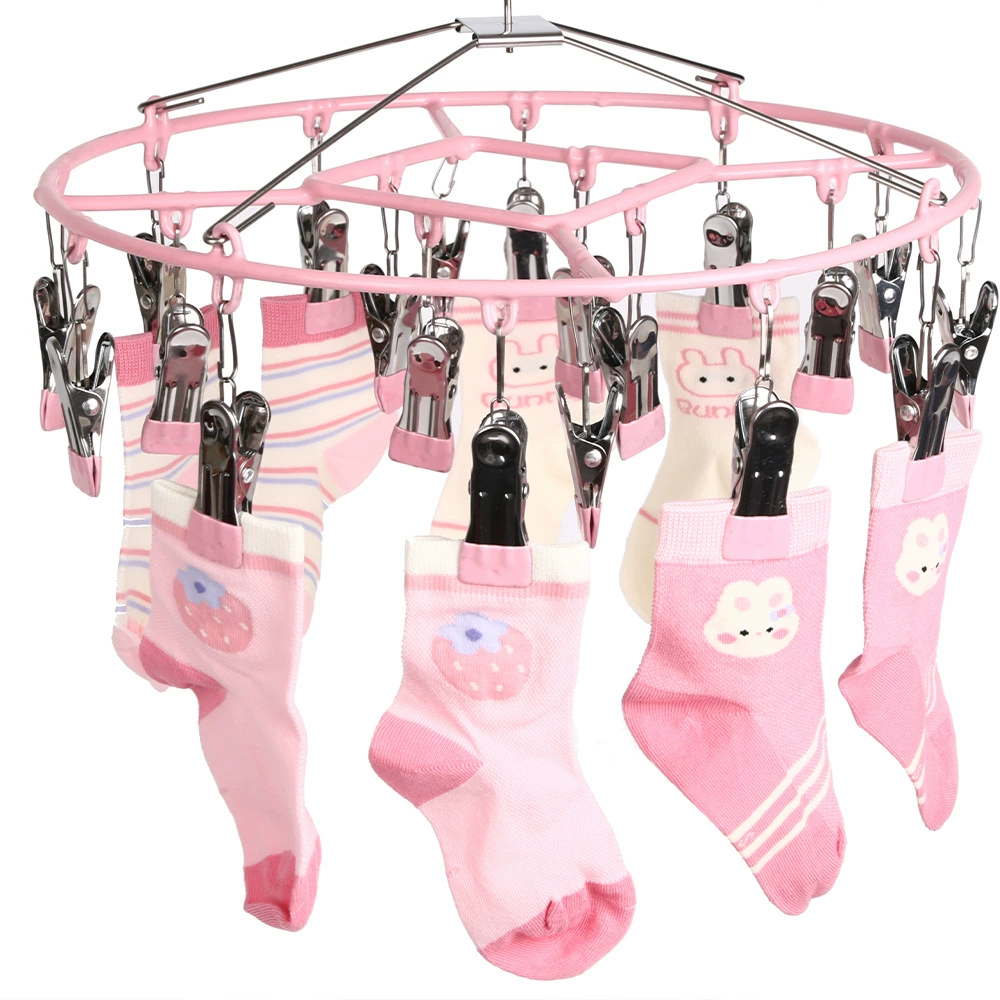 Сушилка для носков на 20 прищепок из нержавеющей стали, для балкона и дома, с множеством прищепок для сушки нижнего белья и хранения