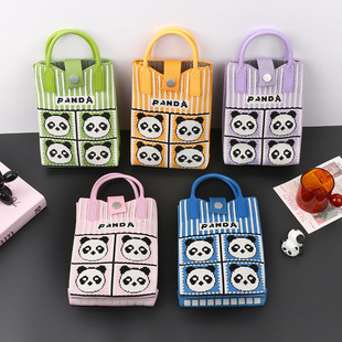 Knitted bag handbag personalized casual factory direct 2025 new version of vertical clause panda shoulder diagonal mobile phone bag