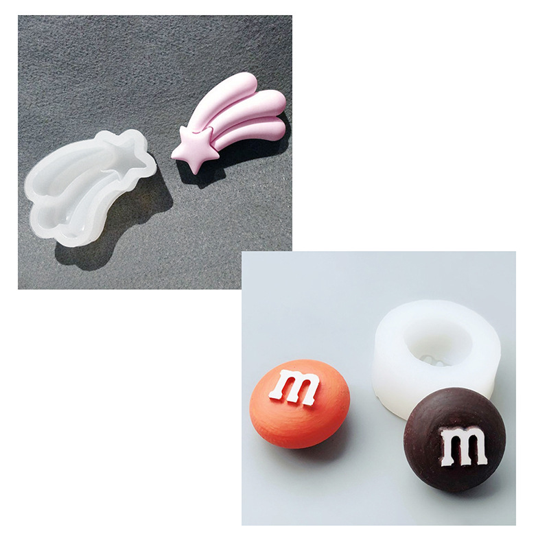 DIY流星彩虹M豆巧克力翻糖硅胶模具莲藕片翻糖巧克力滴胶石膏磨具