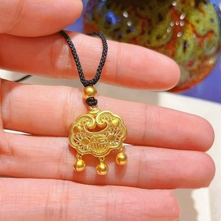 Ruyi fu character lock pendant baby girl safety longevity lock bell lock