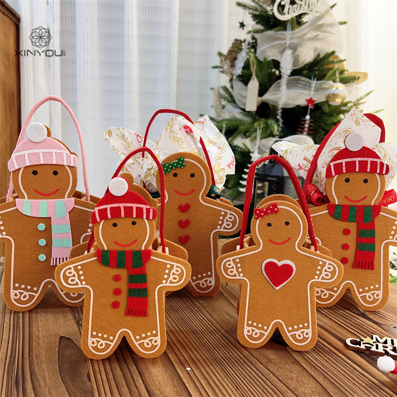 クロスボーダークリスマスフェルトジンジャーブレッドマンギフトバッグクリスマスイブアップル包装箱ギフトギフトトートバッグ|undefined