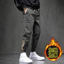 加绒加厚冬季新款休闲裤男大码宽松潮牌工装哈伦裤子男运动裤子男