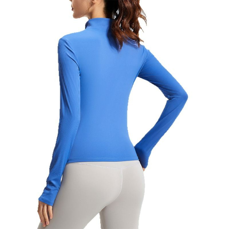 Lulu chaqueta deportiva de primavera de cuello de cremallera delgada ropa de yoga de manga larga entrenamiento de entrenamiento de ejercicio chaqueta