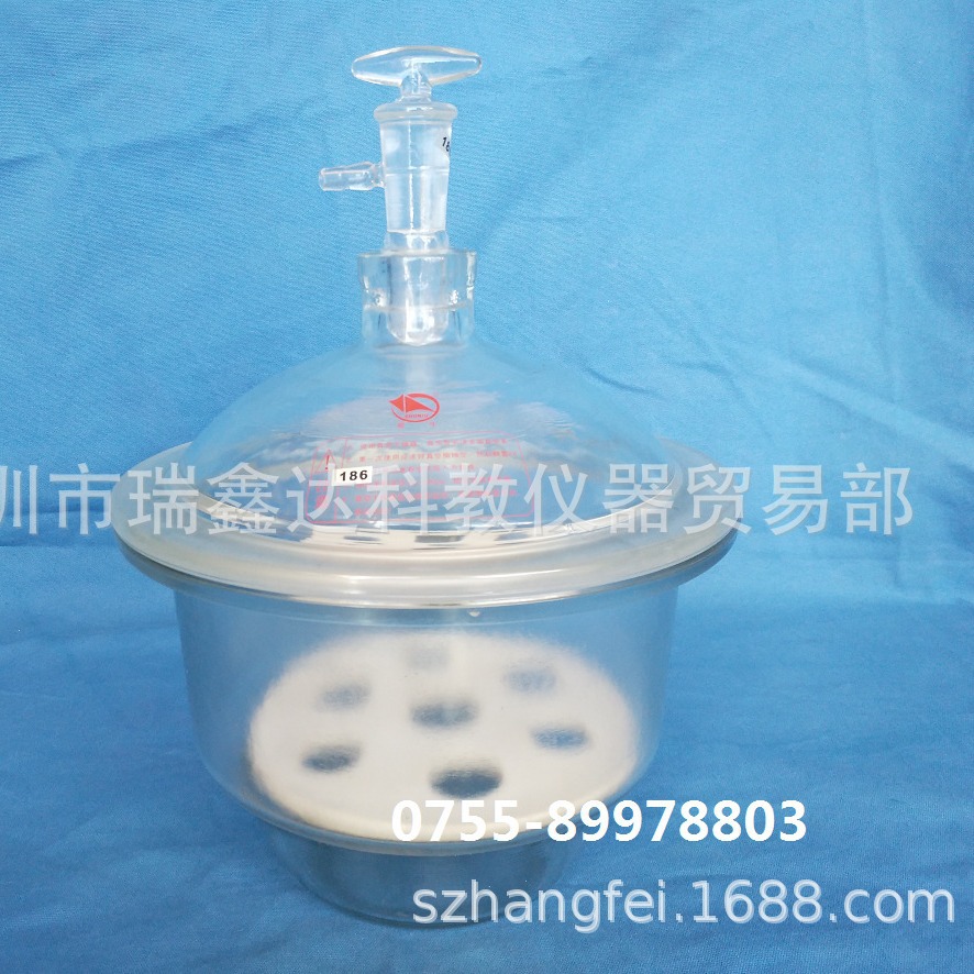 蜀牛玻璃真空干燥器30cm白色真空干燥皿 真空活塞阀门 实验室器皿
