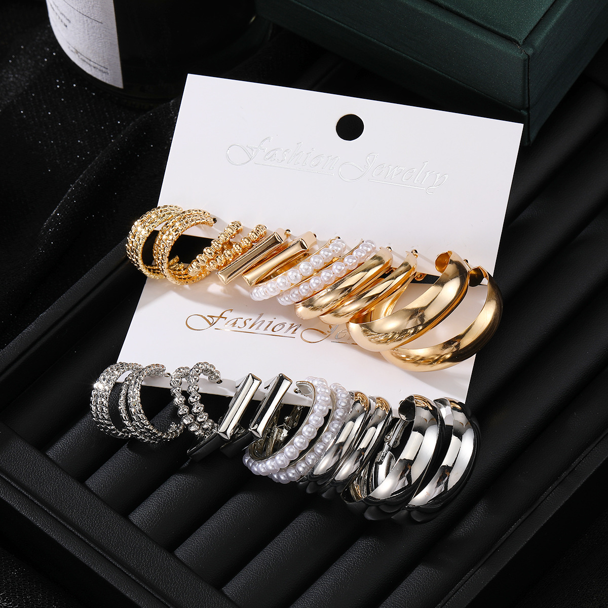 Daily Occasion Alloy Material 1 Set Simple Style Geometric Plating Alloy Hoop Earrings Ear Studs