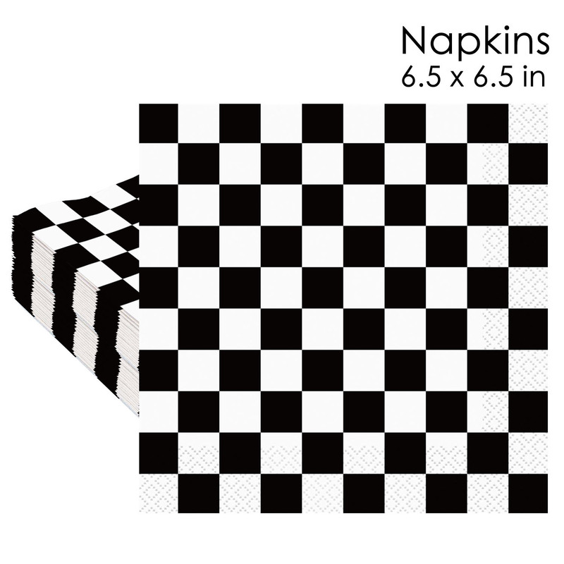 Cross-border New in stock Black and White Square Racing Party Holiday Birthday Tissue Disposable Party Supplies Tableware