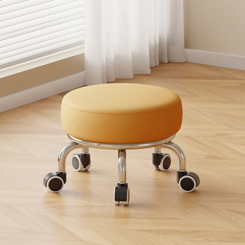 Polia doméstica taburete bajo rueda universal pequeño taburete silencioso rotativo taburete redondo móvil con artefacto moderno y simple