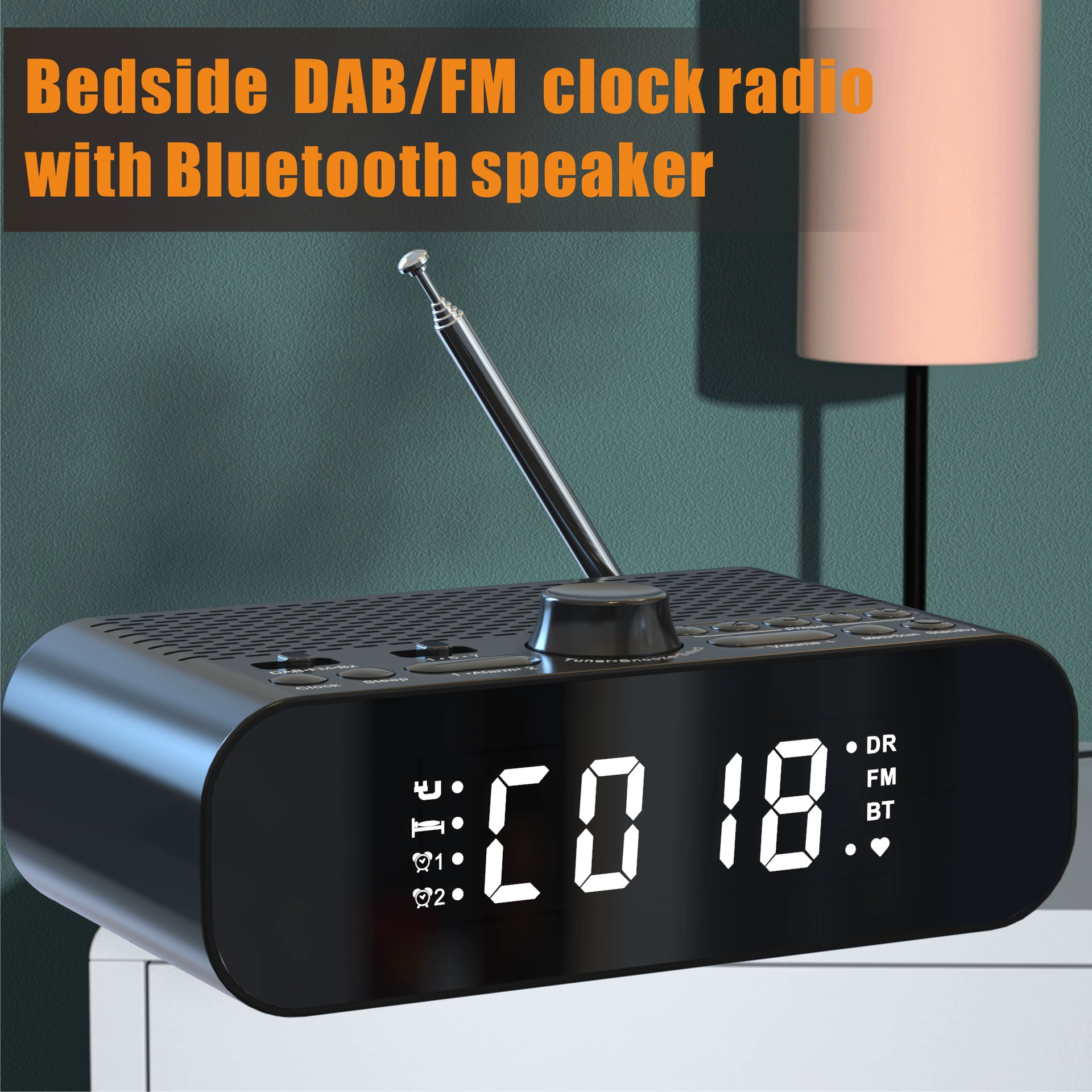 Трансграничное Европейское управление часами DAB/FM-радио с поддержкой Bluetooth, с басовой диафрагмой, HD-дисплеем