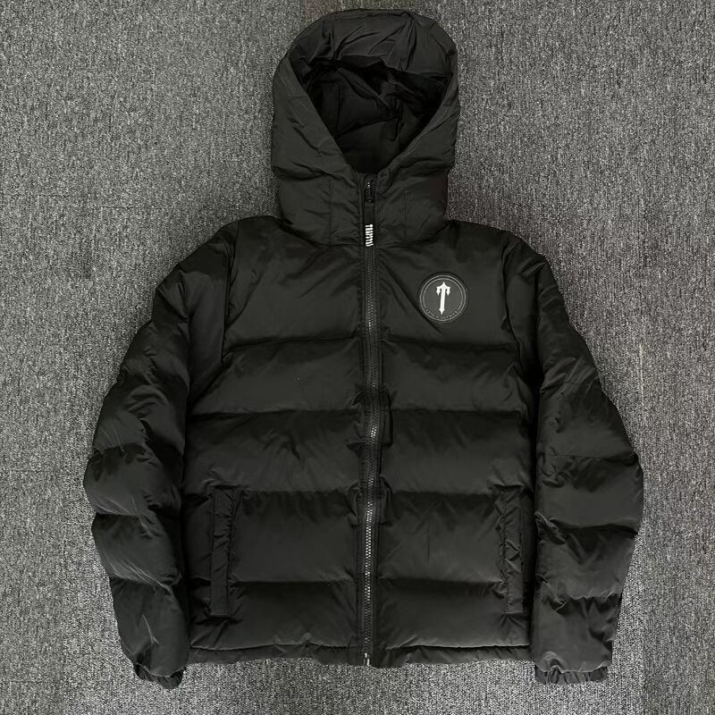 Foreign Trade Cross-Border Winter Trend Trapstar Hooded Cotton Jacket with Embroidery on the Back, Men's Thickened Fashionable Coat Cotton Clothing Foreign Trade Cross-Border Winter Trend Trapstar Hooded Cotton Jacket with Embroidery on the Back, Men's Thickened Fashionable Coat Cotton Clothing