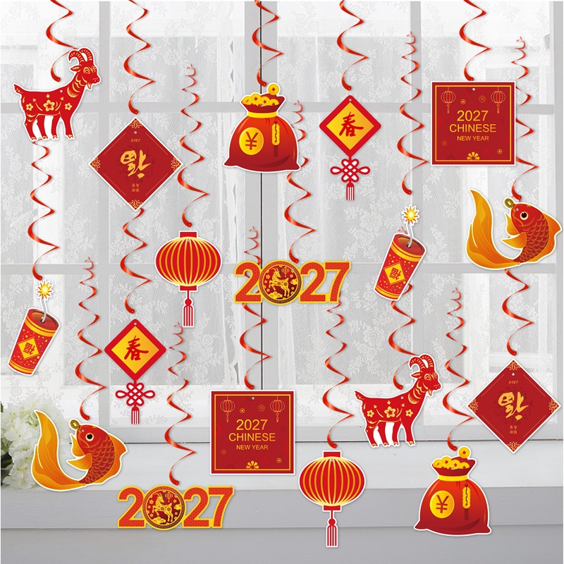Adornos colgantes en espiral decorativos para el Festival de Primavera del Año del Caballo 2026, decoraciones festivas de estilo chino para Nochevieja, adornos colgantes. image 1