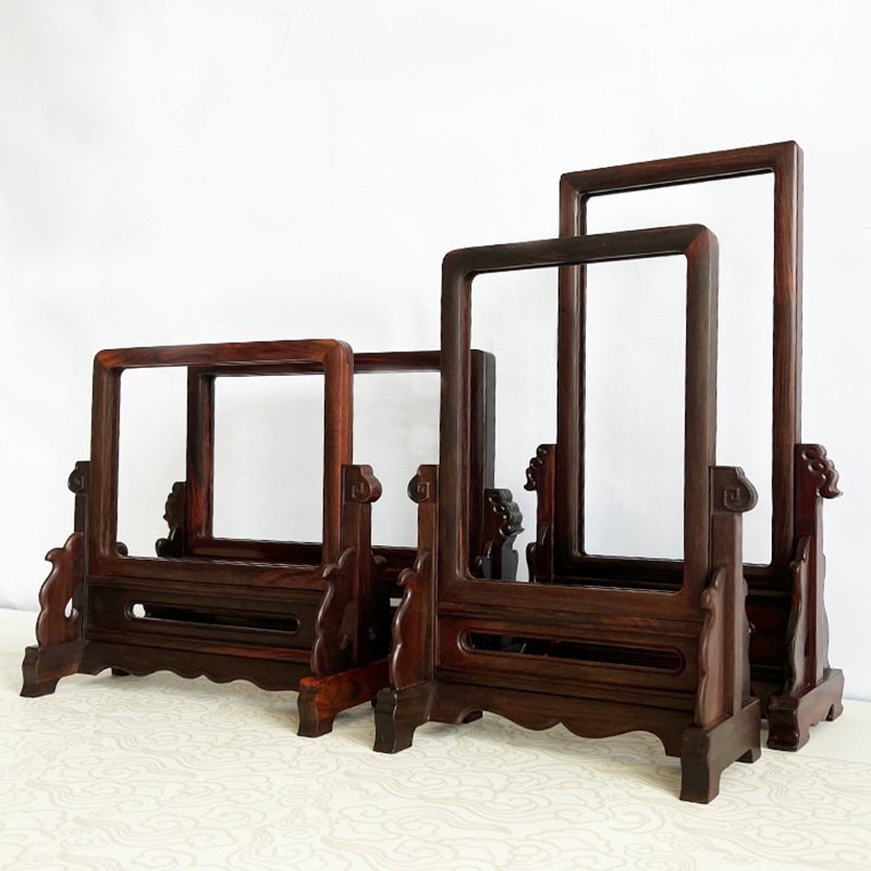 Photo Frame, Red Rosewood Simple Insert Screen Frame, Table Screen Photo Frame, Solid Wood Screen Picture Frame, Table Porcelain Frame