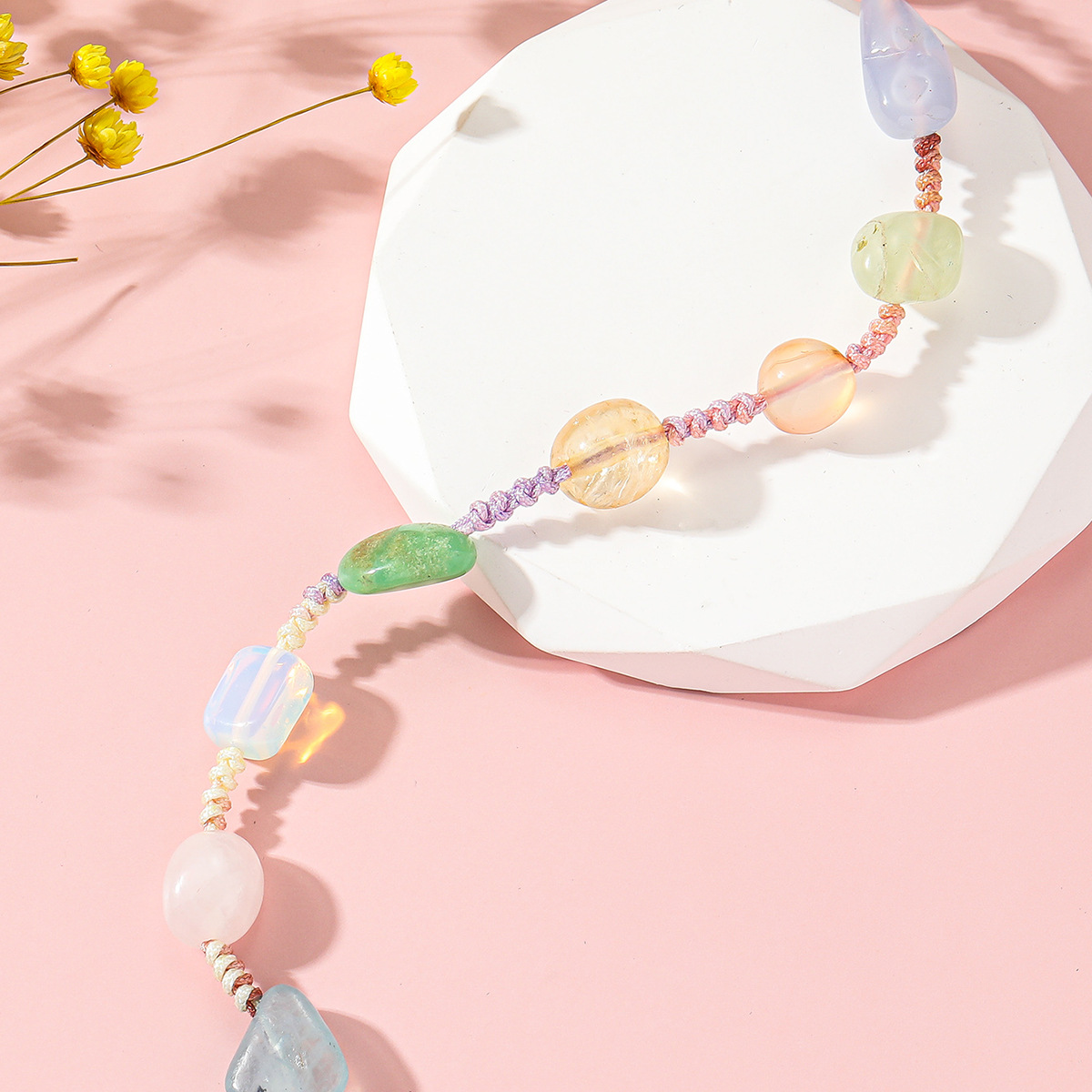 Sweet Geometric Artificial Crystal Knitting Bracelets