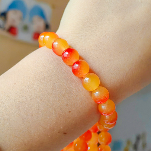 Ice-transparent imitation bodhi root gradient bracelet for women 10mm student finger-wrapped soft hand-twisted two-color glass beads bracelet
