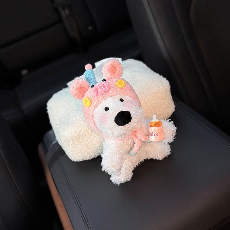 2025 New Model West Highland Car Tissue Box, Car Armrest Box Tissue Holder, In-Car Seat-Style Tissue Bag, Cute for Women