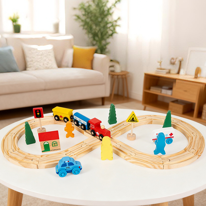 Toms Small Train Track Wooden Track Electric Track Toy Kidsren's Wooden Educational Assembled Toy Car