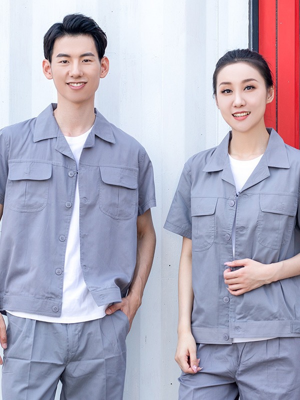 Trajes de trabajo de manga corta de verano para hombres trajes de verano delgados transpirables taller de fábrica de trabajo azul personalizado