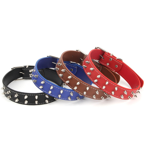 Cross-border direct supply to Amazon pet supplies large and medium-sized dog collars dog collars punk style PU rivet dog collars