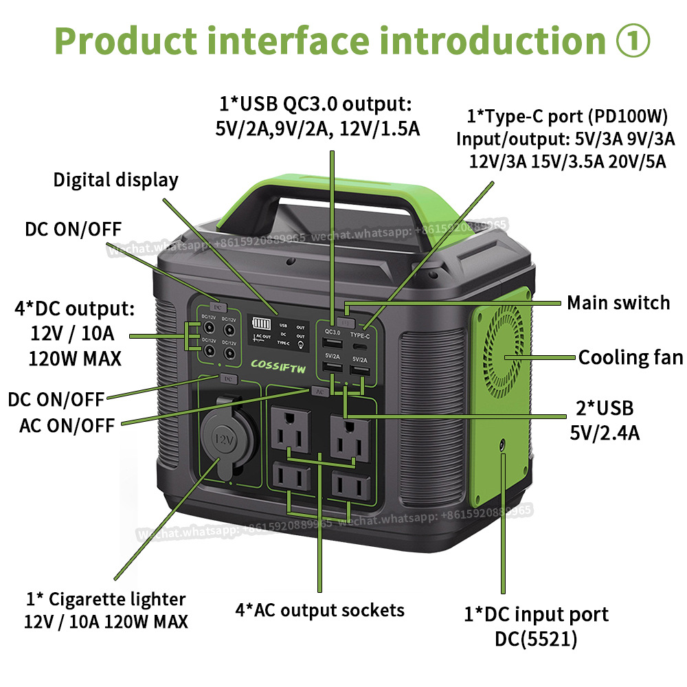 Batería de energía solar de 296 Wh, fuente de alimentación portátil para exteriores de 300 W AC/DC, certificada por UL