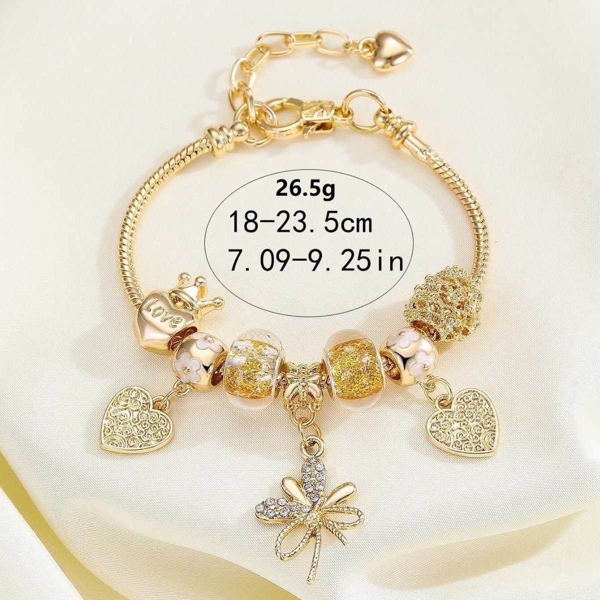 Brazalete Panjia, brazalete de cuentas DIY transfronterizo, arco de diamante de oro, joyería de moda de la corona de amor