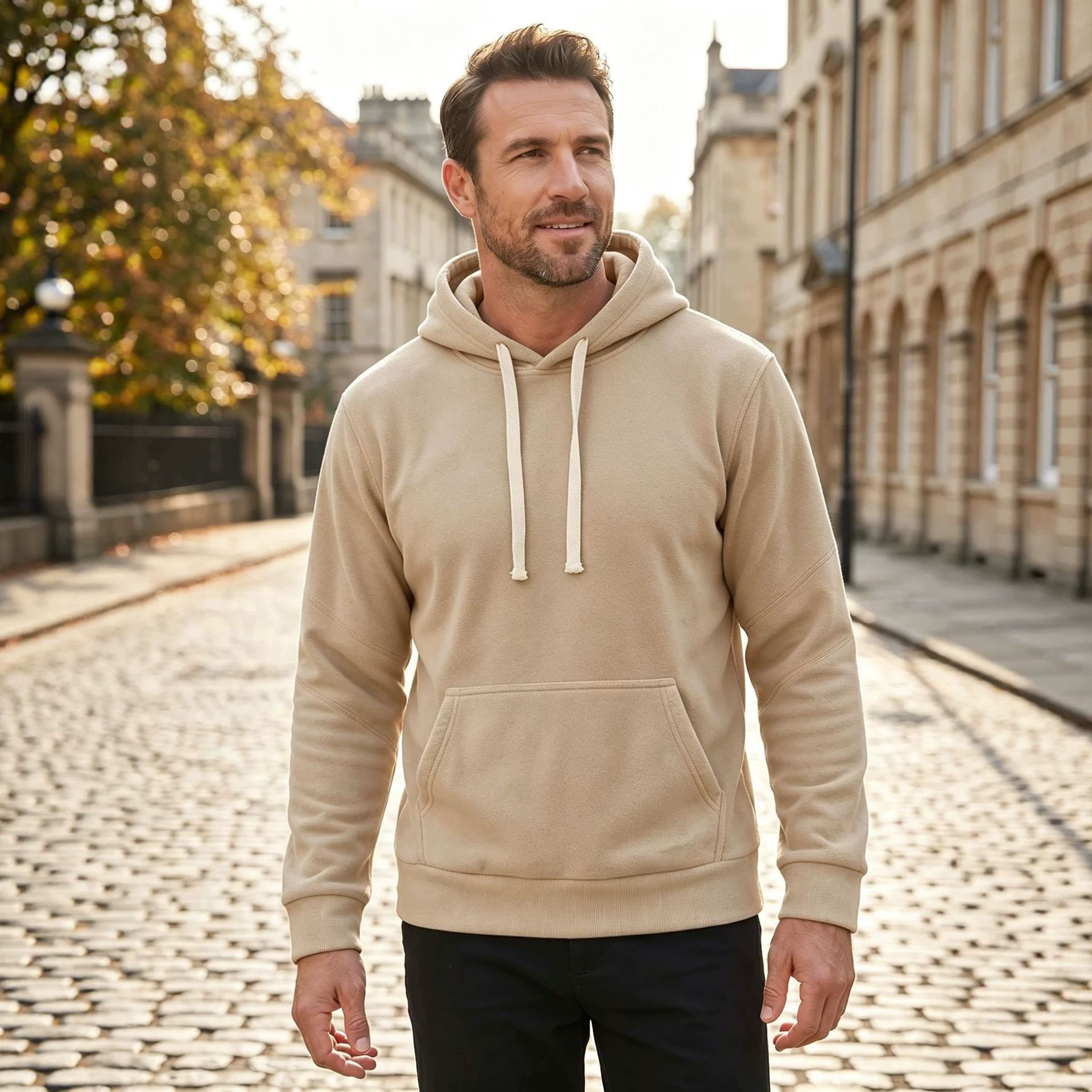 Hombres transfronterizos Europeos y estadounidenses otoño y invierno nuevo pesado hookah encapuchado camisa deportiva casual de pelusaje grueso