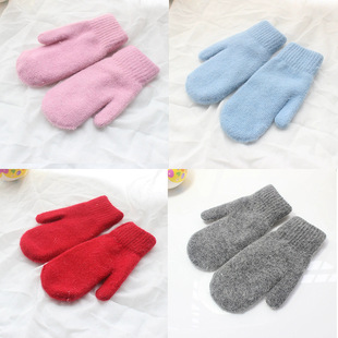 Foreign trade autumn and winter women's gloves imitation rabbit fur light board warm children's gloves student thickened knitted mittens