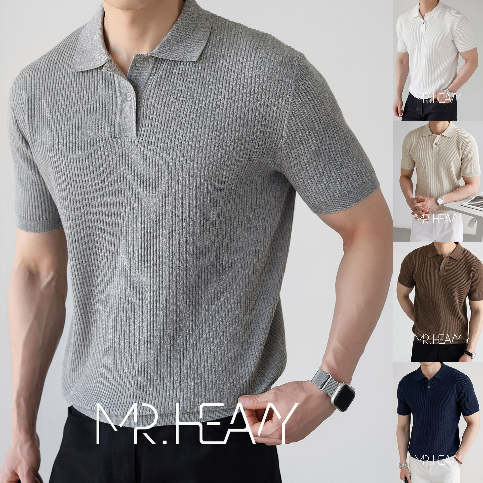 Polo camiseta de punto camiseta de manga corta camiseta de hombre cuello en V Paul rayas viejas líneas de negocios de verano fábrica transfronteriza mayorista