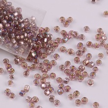 颗毫米方孔幻彩玻璃米珠手工串珠大小均匀小珠子饰品配件