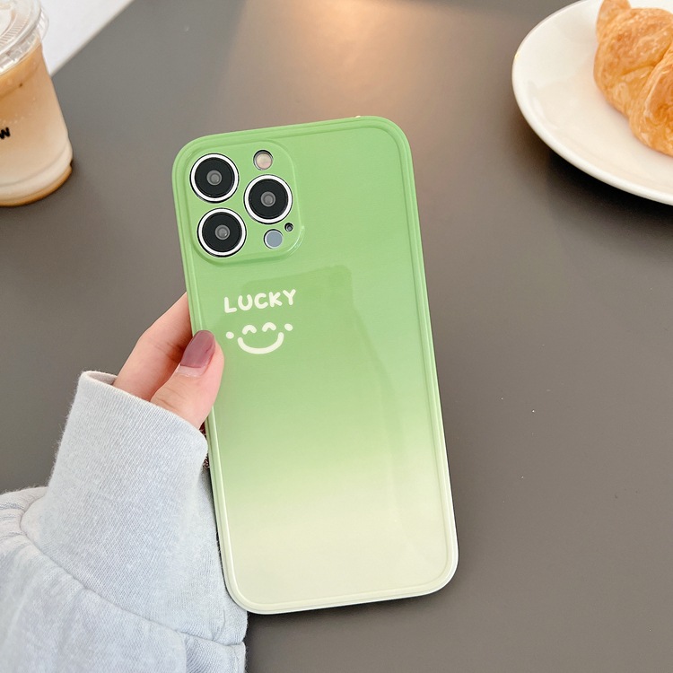 Minimalist Smiling Face Phone Case For Iphone 14 Pro Max Green_voghion.com