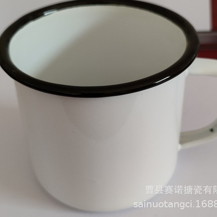 Taza de esmalte engrosada transfronteriza Taza de esmalte de 0,5mm Taza de té de cerámica personalizada Taza taza de café de impresión