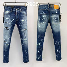 9935破洞油漆喷墨D2高街潮牌牛仔裤美式跨境男牛仔长裤欧洲站牛仔