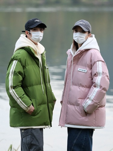  Winter New Hong Kong Style Pairs Hooded Cotton Jacket Trend Brand Korean Style Warm Cotton Coat