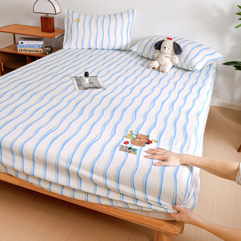 Colcha de cama de tela gruesa vieja de algodón, funda de cama de dibujos animados para niños de una sola pieza, funda protectora de colchón nueva, funda de cama individual con todo incluido